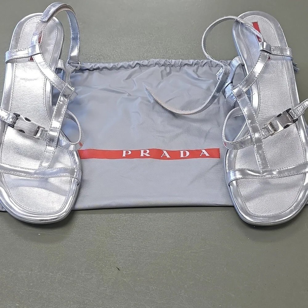 Vintage Y2k Silver Prada Shoes 90s Sz 39 - Picture 5 of 5